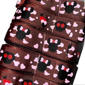 Grosgrain printed Ribbon 7/8” NEW 5 yards Minnie Mouse brown skull Jolly Roger